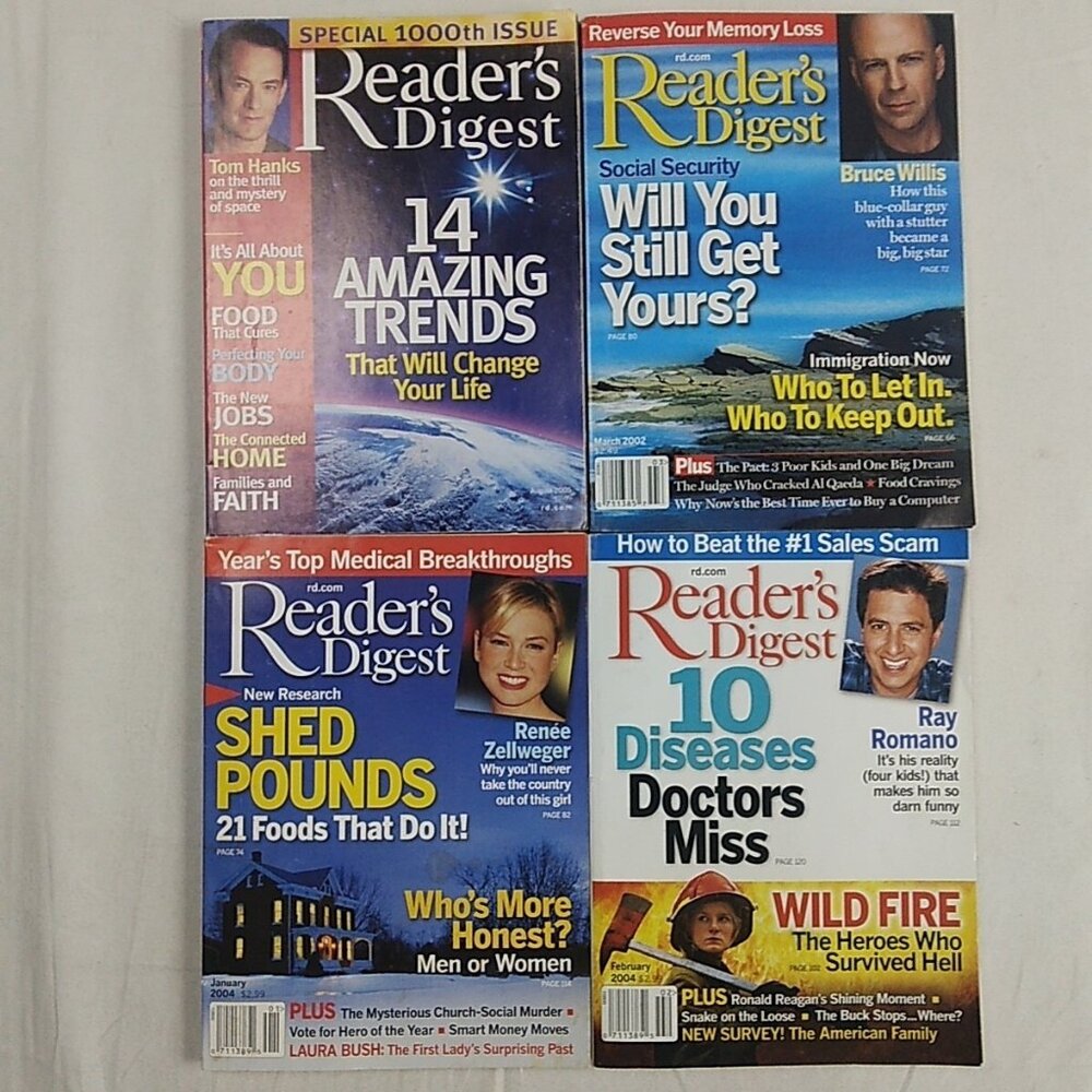 Lot of 4 Reader's Digest Magazines w/ Celebrities 2002-2005 Special 1000th Issue